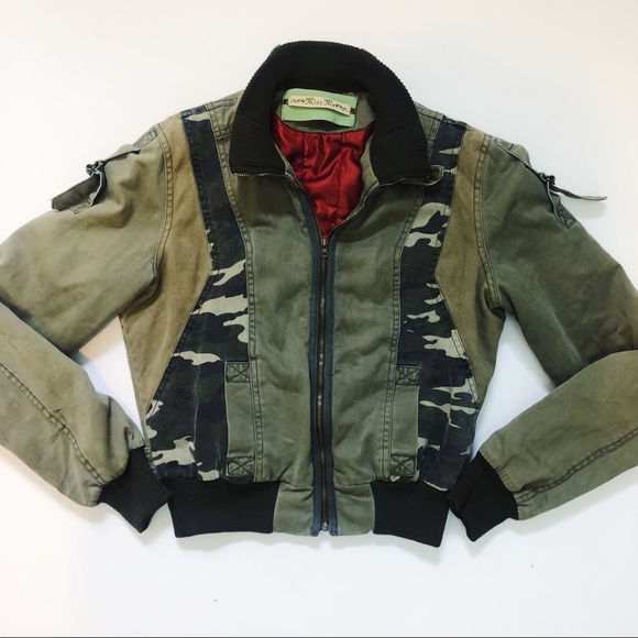 Miss Me Jackets & Blazers - Miss Me Partial Camo Utility Puffer Jacket
